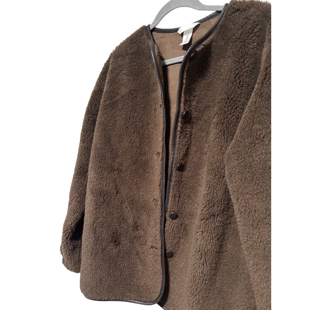 H&M Brown Faux Sherpa Snap Button Jacket S - Picture 3 of 12